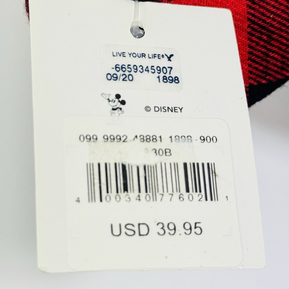 New Disney Mickey Mouse X AE American Eagle Special‎ Edition Buffalo Plaid Plush - Picture 11 of 11